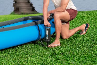 Каяк Bestway Hydro-Force Cove Champion X2 Надувний човен з ручним насосом, веслом, сидіннями, ластами та сумкою для зберігання Двомісний 331 x 88 x 45 см, синьо-сірий