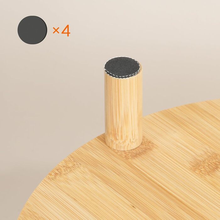 Круглий бамбуковий бічний столик HOOBRO, тумбочка з піднятим краєм, сучасний диван-столик, для невеликих приміщень, вітальні, спальні, коридору, вхідної зони, натуральний EYL156BZ01 натуральні кольори