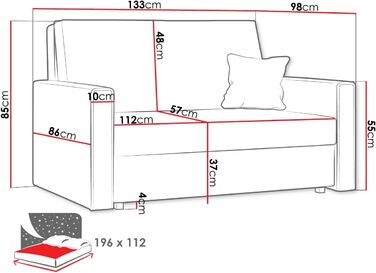 Диван Mirjan24 Viva Bis Premium II з функцією сну, 2-місний м&39який диван з ящиком для зберігання речей, включаючи подушки, розкладний диван, комплект диванів, диван-ліжко, гарнітур для вітальні, тканина вельвет (Poso 05)