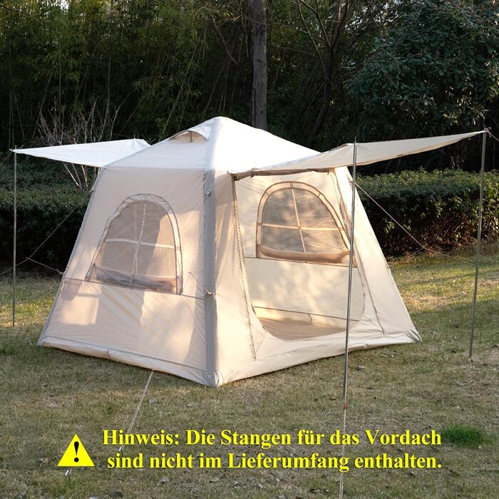 Надувний кемпінговий намет з ручним насосом. Легке встановлення. Водонепроникний та вітрозахисний надувний намет для 2-10 осіб. Надувний намет/будинок/каюта Oxford для глемпінгу (240*240*190 см).