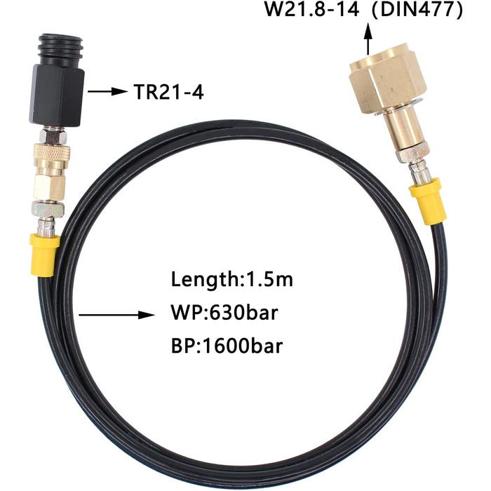 Адаптер бака CO2 Doo Engy Адаптер бака Шланг високого тиску Шланг для соди Адаптер для наповнення циліндра Шланг для Sodastream W21.8-14 DIN477 CO2 баків і більшості машин для газованої води