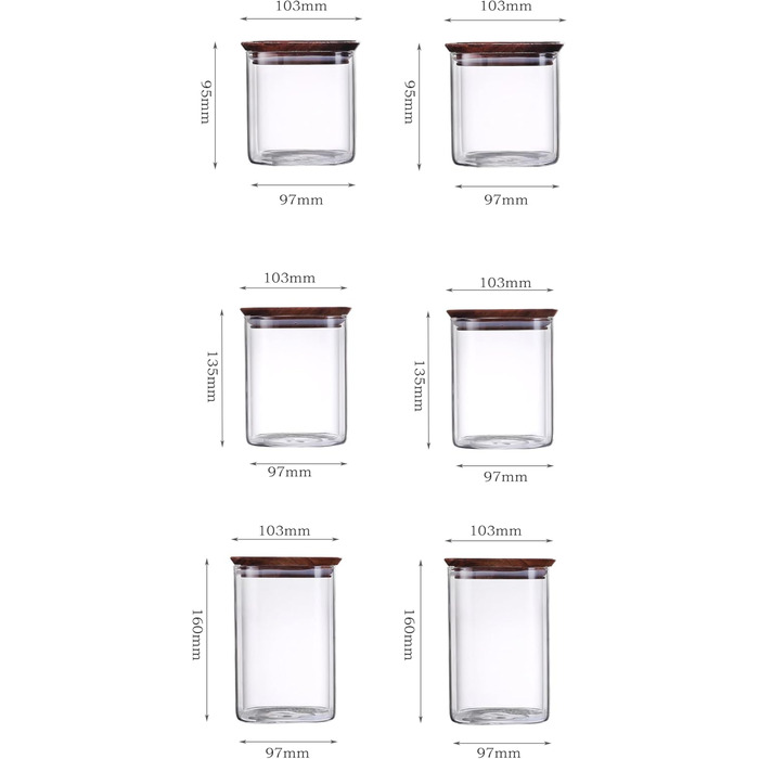 Набір з 6 шт. абельованих банок для зберігання DropD&39olio з дерев&39яними кришками стильне та безпечне зберігання, яке стало простішим