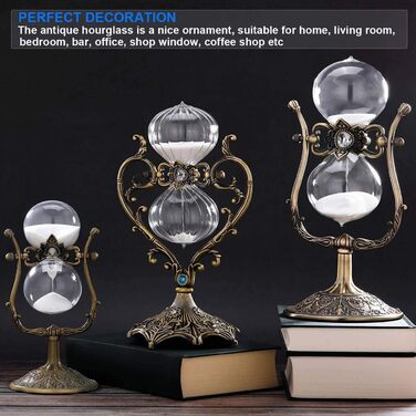 Пісочний годинник SuLiao для Uten, Поворотний на 720, Старовинний білий пісочний годинник, Вінтажний пісочний годинник 1 Hora Reloj de Arena, Великий метал, Пісочний годинник, Офіс, Письмовий стіл, Дім, Весільне оформлення (Білий, 60 хв)
