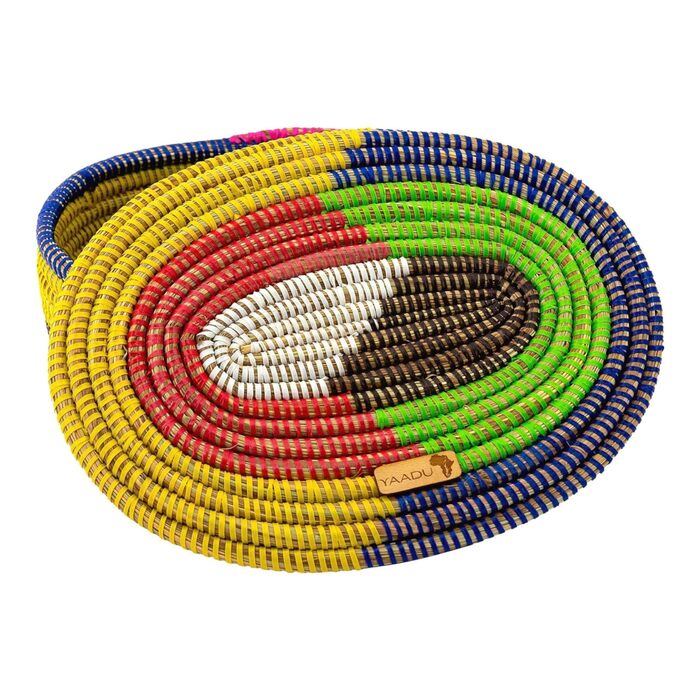 Плетений кошик для зберігання YAADU з кришкою полиця-кошик, хлібниця, органайзер, багатофункціональна полиця-кошик, коробка для зберігання іграшок, косметики, круглий хлібник, модель Yama (різнокольоровий)
