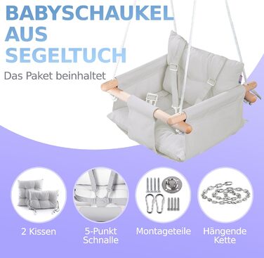 Полотняна дитяча гойдалка, дерев'яне підвісне сидіння гойдалки з ременями безпеки, міцна дитяча гойдалка, гойдалка для дітей для п