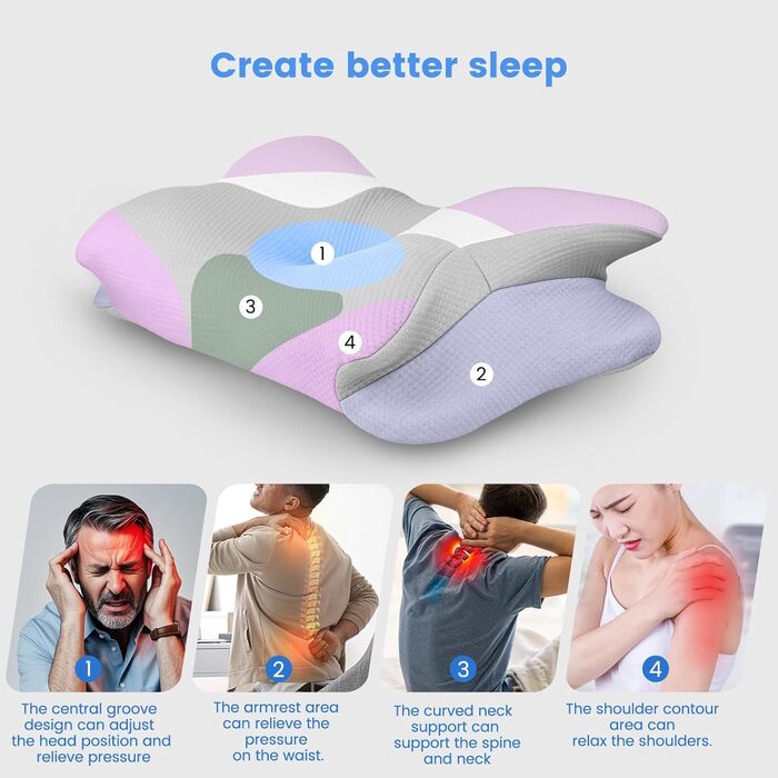Подушка для сну на боці, зручна ортопедична подушка з піни з ефектом пам&39яті, подушка для підтримки шиї для сну на боці, ергономічна подушка для сну на боці, подушка для сну для шиї.