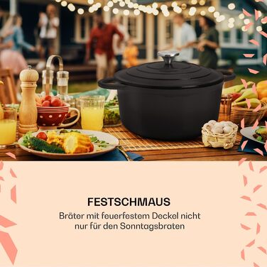 Емальована чавунна каструля, жаровня 5,5 л, герметична жаровня з кришкою для духовки, мала емальована жаровня з кришкою, жаровня д