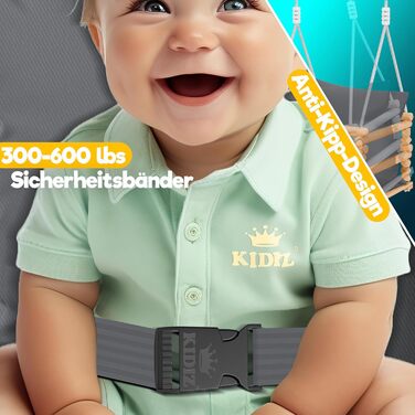 Дитячі гойдалки Дитячі гойдалки Сидіння гойдалки з м'якою оббивкою Дерев'яні гойдалки з захистом від перекидання до 60 кг Регульов