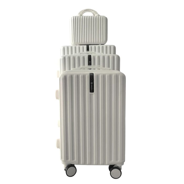 Набір валіз Leandra 4 шт., жорсткий корпус, колеса, телескопічна ручка, кодовий замок, білий колір, колекція NTK