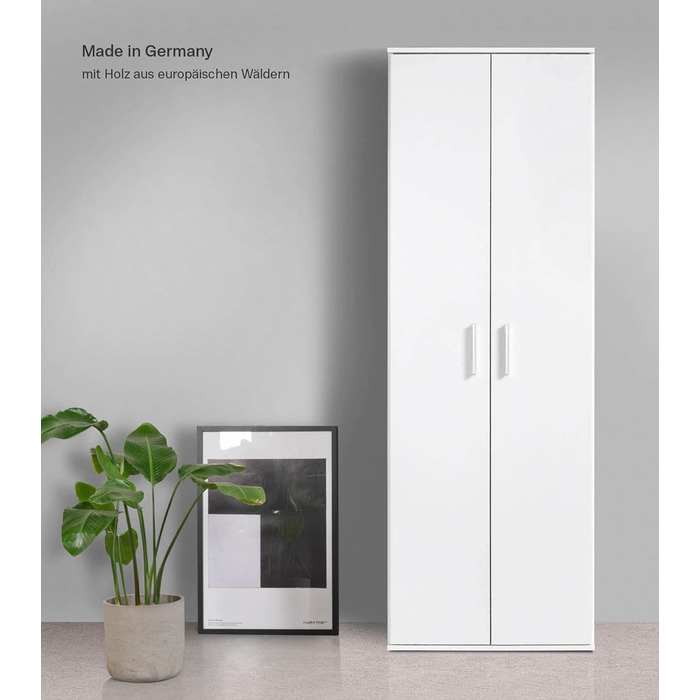 Шафа для документів mokebo, багатофункціональна шафа (60x180 см) Довга з дерева, також підходить як офісна шафа, універсальна шафа або шафа для взуття, а також як комора або шафа білого кольору -11 багатофункціональна шафа З відділеннями