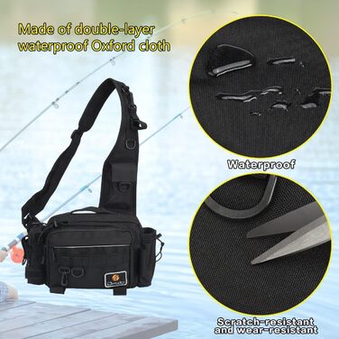 Сумка для рибалки drado, водонепроникний і зносостійкий рибальський рюкзак для рибальського приладдя (чорний)