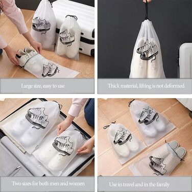 Прозорі сумки для взуття, 10 шт. Дорожня сумка для взуття 2 розмірів, водонепроникні сумки для зберігання, сумка для зберігання взуття зі шнурком, сумка для взуття, пилозахисна, сумка для зберігання взуття