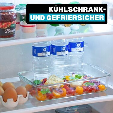 Форма для запікання лазаньї Igluu з кришкою, що застібається, без бісфенолу А - 2,2 літра () - прямокутна, міцна форма з боросилікатного скла - придатна для використання в духовці, мікрохвильовій печі, морозильній камері та посудомийній машині, набір з