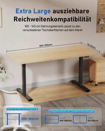 Каркас столу з регулюванням висоти та 2 потужними двигунами, електрично регульований по висоті каркас столу з 3 налаштуваннями пам&39яті та функцією захисту від зіткнень, чорний