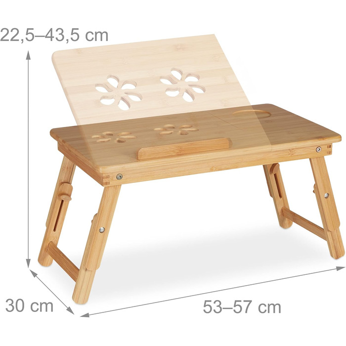 Бамбуковий стіл для ноутбука Relaxdays з охолодженням