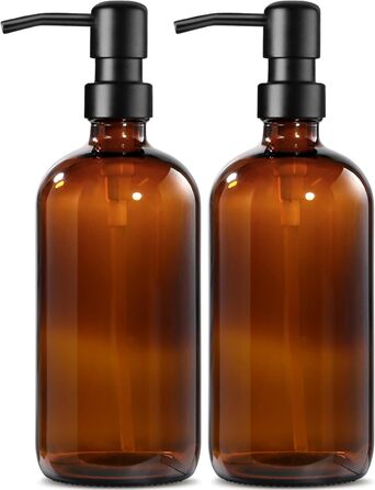 Дозатор для мила скляний, дозатор для мила 500 мл коричневого кольору з насосом з нержавіючої сталі, набір твердих дозаторів для м