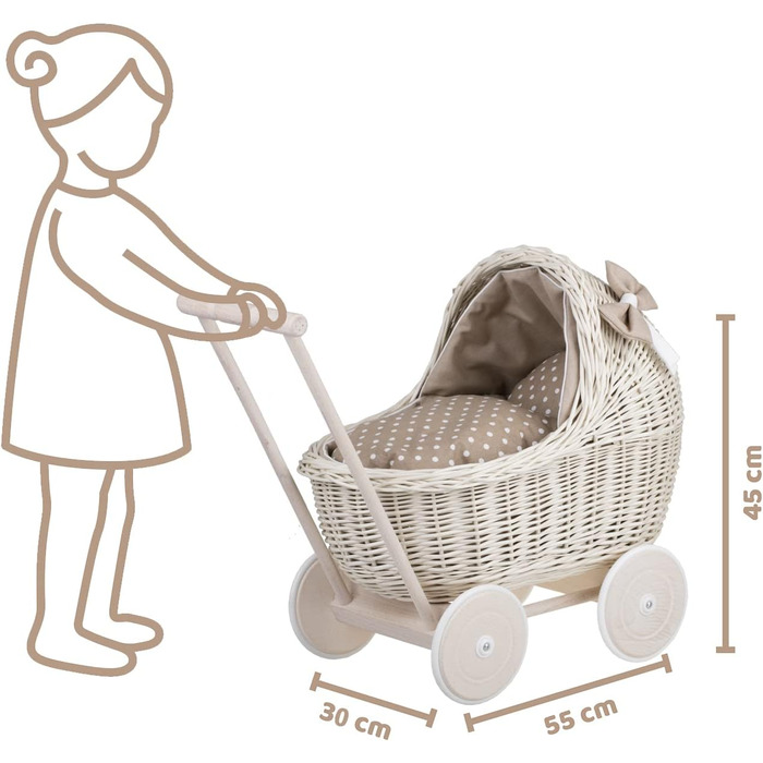 Плетені коляски для ляльок з постільною білизною ідеальна ідея для подарунка плетені коляски для ляльок красива іграшка з лози пле