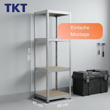 Стелаж Work System з дерев&39яними полицями 180x46x46 см - Оцинкований стелаж з вантажопідйомністю 175 кг на полицю. Міцний стелаж з 4 полицями для майстерень, віталень та підвалів.