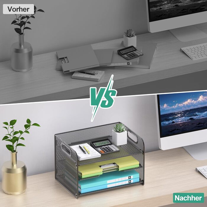 Рівневий органайзер для столу OUTWOLF, сітчастий органайзер для паперу з ручкою, органайзер для лотка для паперу, органайзер для файлів формату A4, паперу, книг, журналів, чорний, 3-