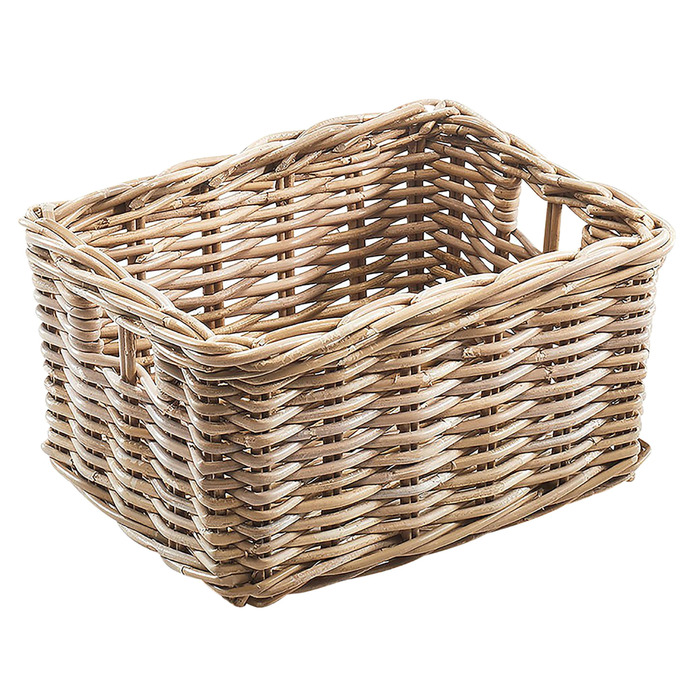 Кошик з ротанга Kobolo, кошик з полиці, квадратний ротанг Kubu сірий, маленький