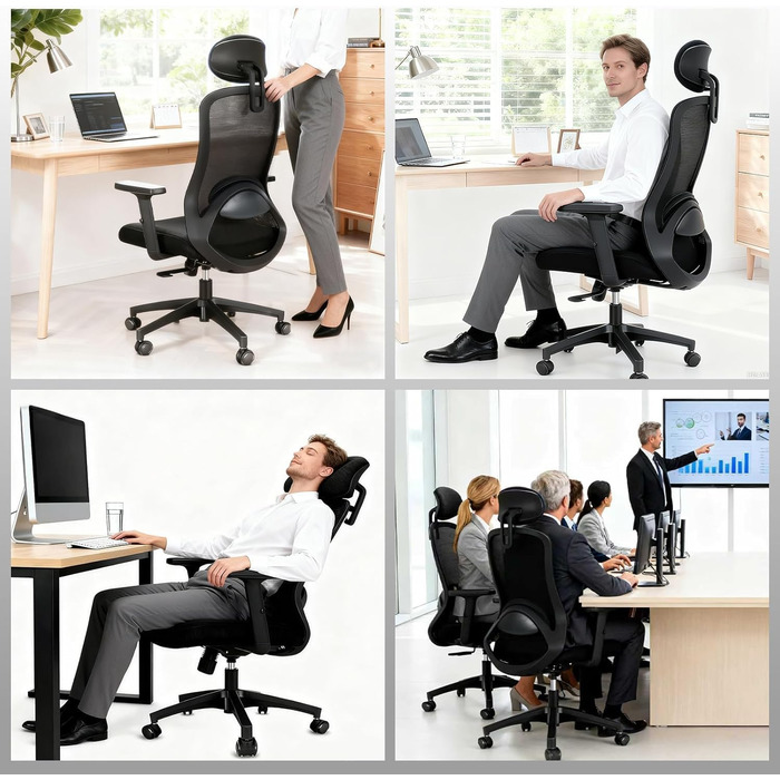 Ергономічне офісне крісло Storeo Imp, до 150 кг, сітка, чорний