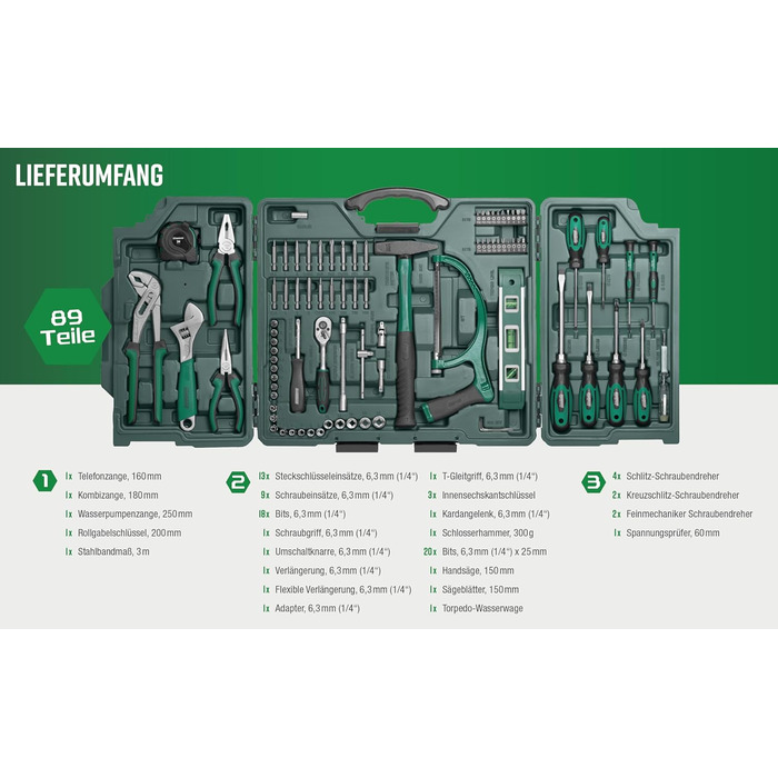 Універсальний набір інструментів Brder Mannesmann, у складному кейсі M29085 Одинарний