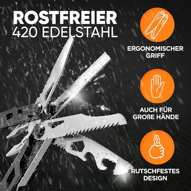 Складаний багатофункціональний інструмент District North Multitool Black Series з 16 інструментами Універсальний мультитул зі скла