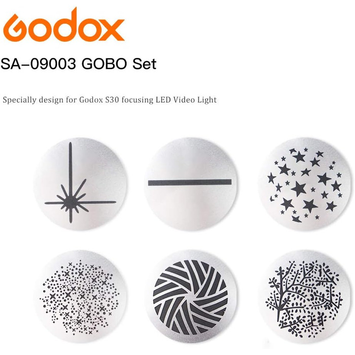 Кольоровий фільтр GODOX S30 SA09-003 GOBO Набір для світлодіодного фокусного світла Godox S30 (SA09-03)