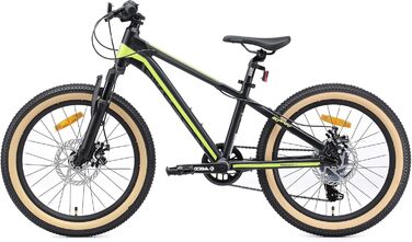 Дитячий алюмінієвий гірський велосипед BIKESTAR, 7 швидкостей Shimano, дискові гальма, вік 6 20-дюймовий дитячий гірський велосипед БЕЗ РИЗИКУ, чорний