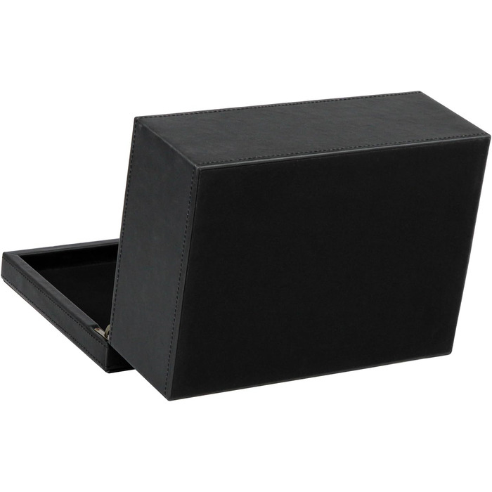 Декоративна скринька HofferRuffer зі штучної шкіри, велика дерев&39яна конструкція, скринька для сувенірів, органайзер для аксесуарів, органайзер для ювелірних виробів з відкидною кришкою, контейнер для зберігання для дому або офісу (чорний)