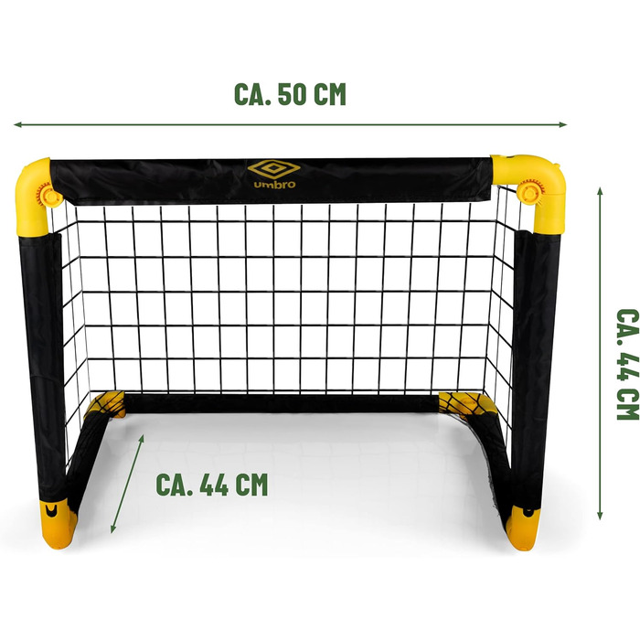 Футбольні ворота Umbro - Футбольні ворота 50 x 44 x 44 см - Складані футбольні ворота - Футбольні ворота для дітей садівництва - Футбольне тренувальне обладнання для використання в приміщенні та на вулиці - Чорний/Жовтий