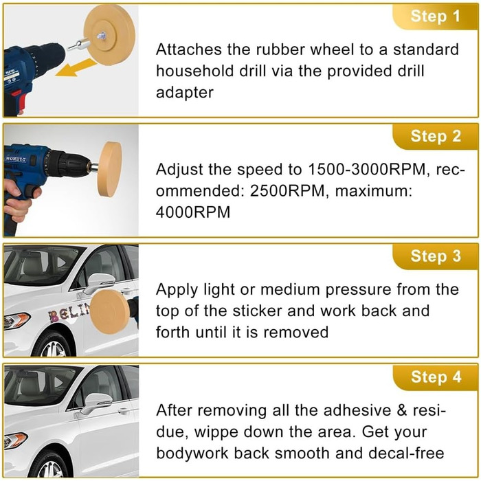 И 8,9 см видалення наклейки на колесо, видалення наклейки на колесо з адаптером, гумові колісні диски для дрилі, 4 шт.