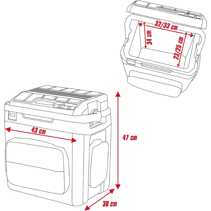 Бездротовий холодильник Einhell TE-COL 18/27 Li-Solo Power X-Change (18 В, 27 літрів, охолодження та нагрівання, гібридний 12 В для автомобіля, підключення до мережі 230 В, включаючи сумки, без акумулятора)