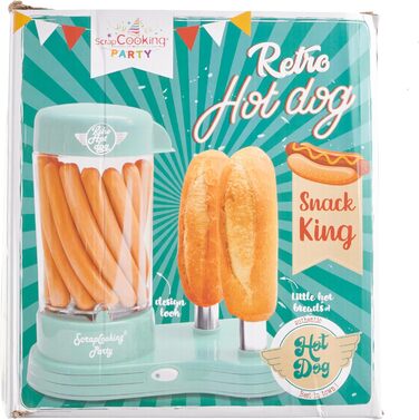 Машина для виготовлення хот-догів ScrapCooking 601 - місткість 12 сосисок і 2 булочки - вінтажний ретро-стиль для вечірок Барбекю Фестивалі Веселощі День народження-Зелений-0601, безпечний для харчових продуктів пластик, білий