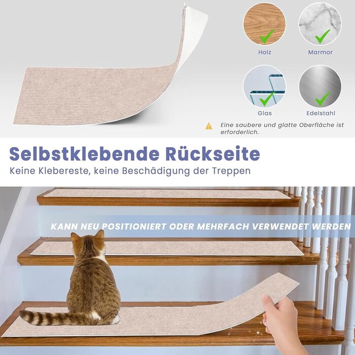 Сходинки для сходів 17 x 70 см, самоклеючі та протиковзкі, м&39який ворс, можна різати, багаторазові, 5 самоклеючих внутрішніх сходинок, килимове покриття для сходів для дітей та людей похилого віку, D
