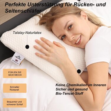 Подушка Talalay виготовлена зі 100 натурального латексу, знімає тиск, біль у шиї та плечах, без хімічних речовин з піни з ефектом пам&39яті, ідеальна упаковка (Med, King (834015) см) Medium King (834015) см