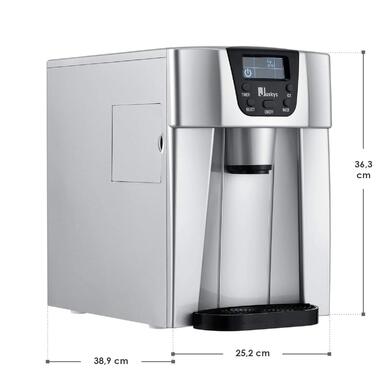 Машина для виробництва кубиків льоду Juskys PIM200L з прямим дозатором і таймером 2в1 до 12 кг/день, кубики льоду за 6-10 хвилин, 2 розміри, резервуар 2 л льодогенератор сріблястий