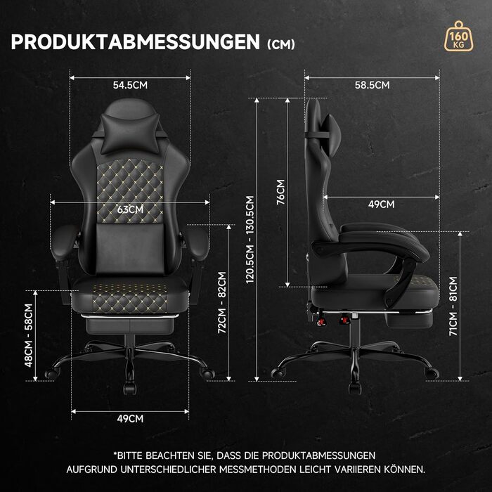 Ергономічне ігрове крісло з підставкою для ніг офісне крісло з високою спинкою та поперековою опорою (чорне)