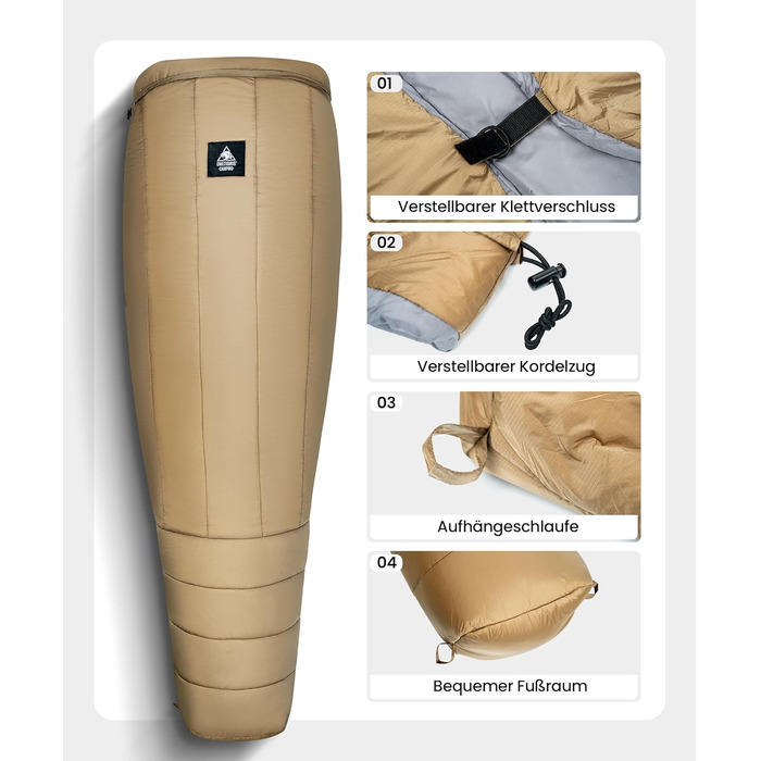 Спальний мішок OneTigris 200 x 85 см, ковдра на 3 сезони, спальний мішок UL 1.0 кг для кемпінгу, походів, активного відпочинку на свіжому повітрі, OD зелений