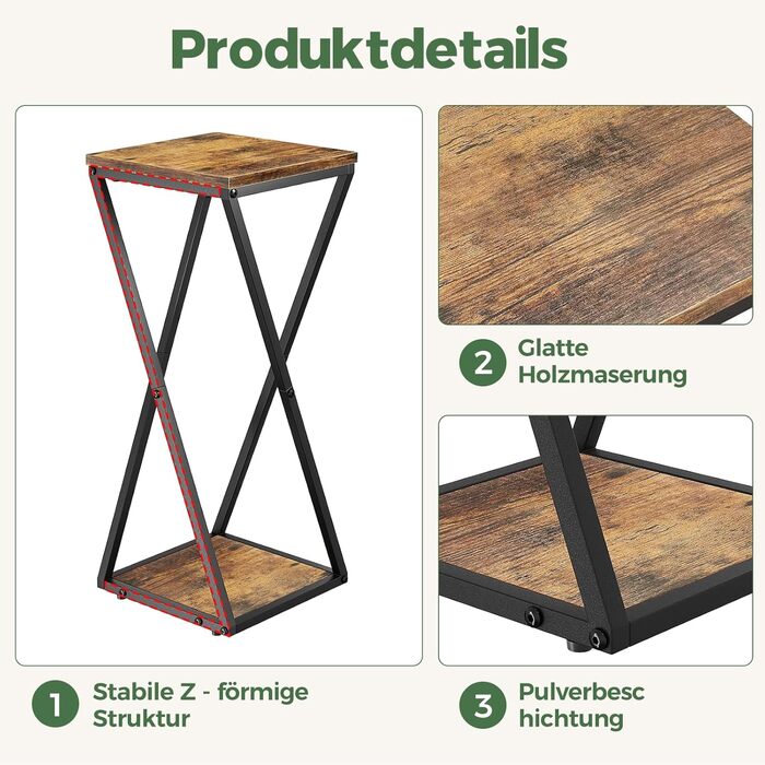 Металева підставка для квітів Bamworld з дерев&39яними полицями, 2-рівнева підставка для рослин промислового дизайну, квітковий табурет для вітальні, балкону, прикраси саду