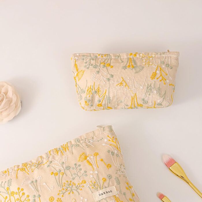 Косметичка з квітковим візерунком, вишита, вінтажний стиль, жакардова тканина, косметичка на блискавці, дорожня косметичка, подару