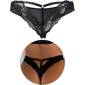Жіночі сексуальні трусики-стрінги, бразильські трусики, мереживо, великі розміри, еротична білизна, Т-подібна спинка, жіноча білизна, пишні міні-трусики-бікіні, ML 1-чорний