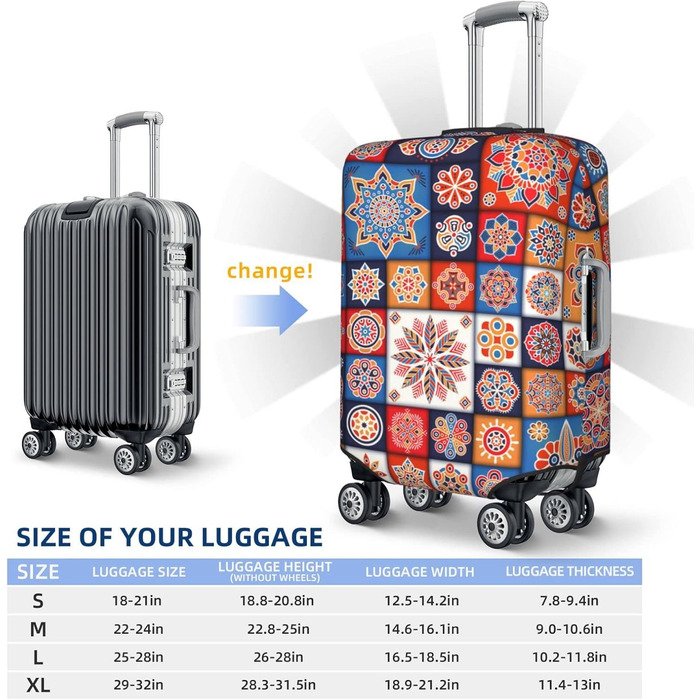 Чохол для валізи Ретро Квіти - еластичний захист від подряпин та пилу, чорний, розмір 85 см