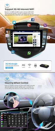 Автомобільна стереосистема JOYX Android 12 підходить для Chevrolet Cruze (2009-2014) - 4G64G - Вбудований DSP/Carplay/Android Auto - Світлодіодна камера заднього виду MIC FREE - 9-дюймовий 2.5D - з керуванням на кермі 4G WiFi BT5.0 DAB