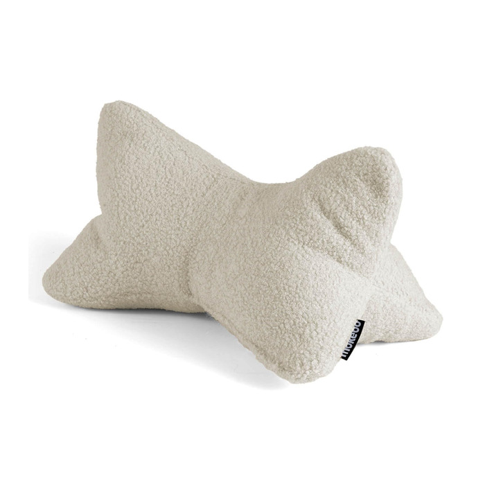 Подушка для читання mokebo Кістка для читання з мякої тканини букле, ергономічна подушка для шиї з затишної плюшевої тканини, гнучка підставка для книг, електронних книг або планшетів або як подушка для дивана з натуральної бежевої тканини букле