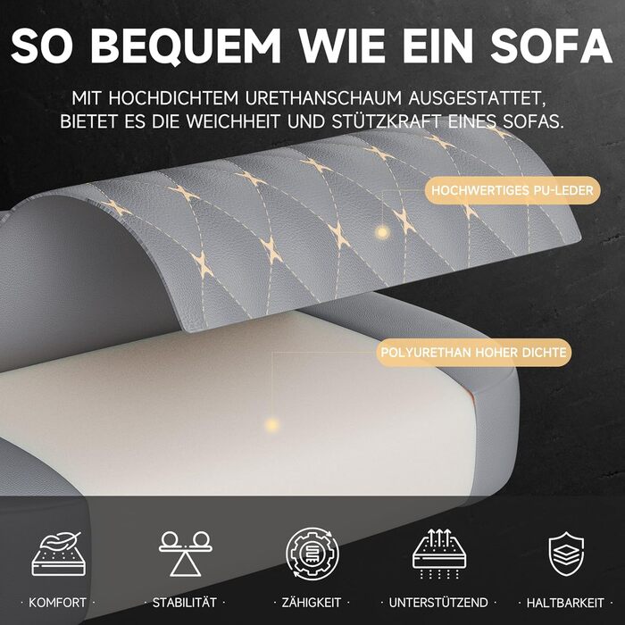 Ігрове крісло, ПВХ, шкіряне, з функцією масажу, ергономічне, для ПК, вагою до 136 кг, регульоване по висоті (сіре)