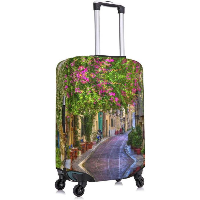 Чохол для валізи Весняний сад з принтом, еластичний захист від подряпин та пилу, чорний, розмір 95