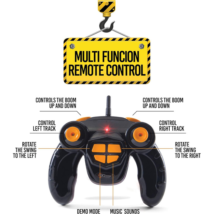 Канальний будівельний кран-трактор Top Race на дистанційному керуванні - для хлопчиків і дівчаток від 3, 4, 5, 6, 7 років, 12-