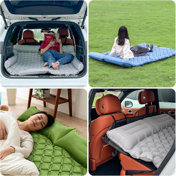 Автомобільний матрац Позашляховик Надувний матрац 2 особи Надувний матрац для подорожей, кемпінгу, килимок для сну, самонадувний килимок для сну з ножним насосом та подушкою Надувне ліжко для кемпінгу 183 * 131 * 7 см