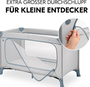 Дитяче дорожнє ліжечко з сумкою для перенесення - Великий отвір для гри - Компактно складається - Дитяче дорожнє ліжечко для малюків від народження до 15 кг Dream N Play Plus Dusty Blue